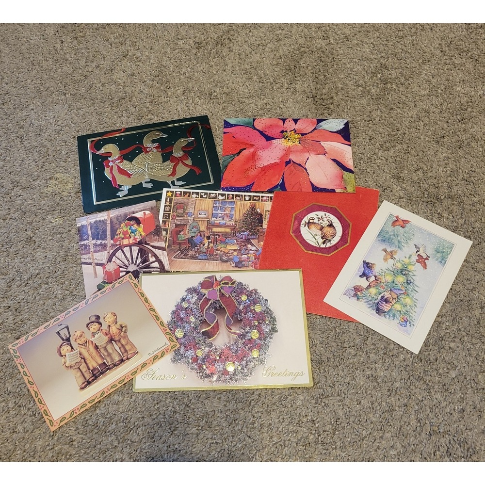 Used Vintage Christmas Card Collection Epherma, Christmas Lot Of 8